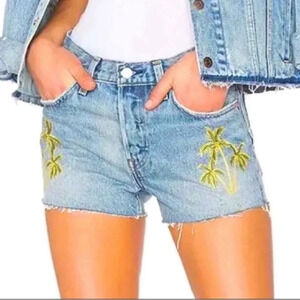 Levi’s / Revolve 501 Palm Embroidered Jean Shorts Button Fly High Rise
